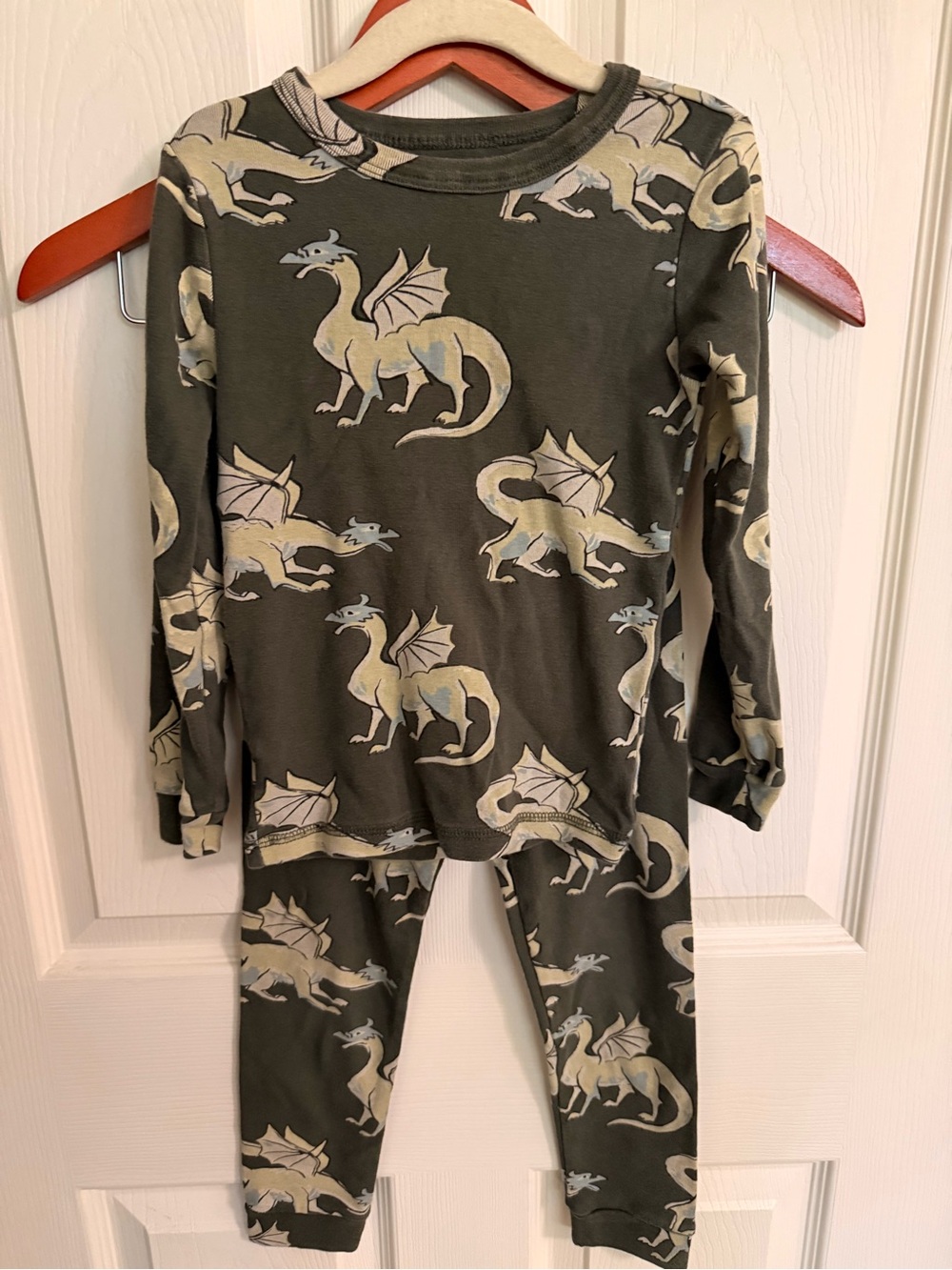 Tea Brand Dragon Print Pajama Set - Olive Green